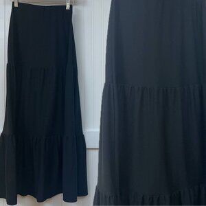 Derek Heart Black Tiered Maxi Skirt Women's Long Flowy Boho Casual Elastic M
